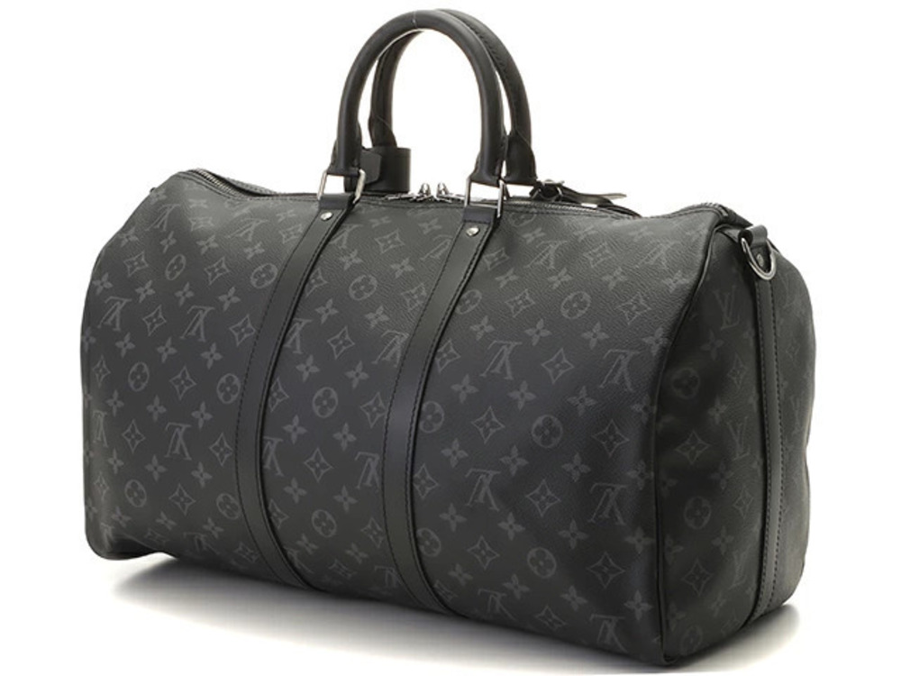 LOUIS VUITTON Keepall Bandouliere Boston Bag Monogram Eclipse Black - Picture 2 of 8